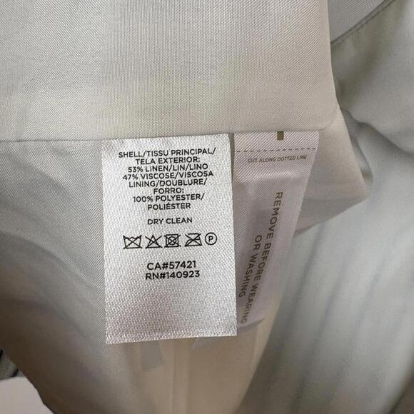 LOFT Plus Linen Blend Blue and White Vertical Nautical Striped Blazer Size: 24 - Picture 7 of 7